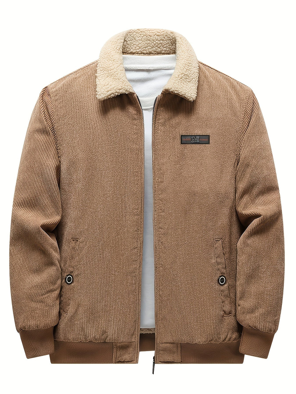 Kessoro men's plush-lined stand-collar workwear jacket in black and khaki - product view 10