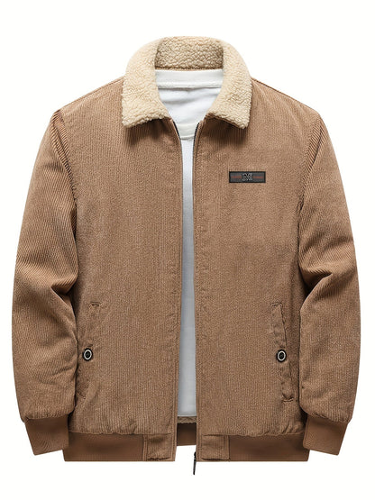 Kessoro men's plush-lined stand-collar workwear jacket in black and khaki - product view 10