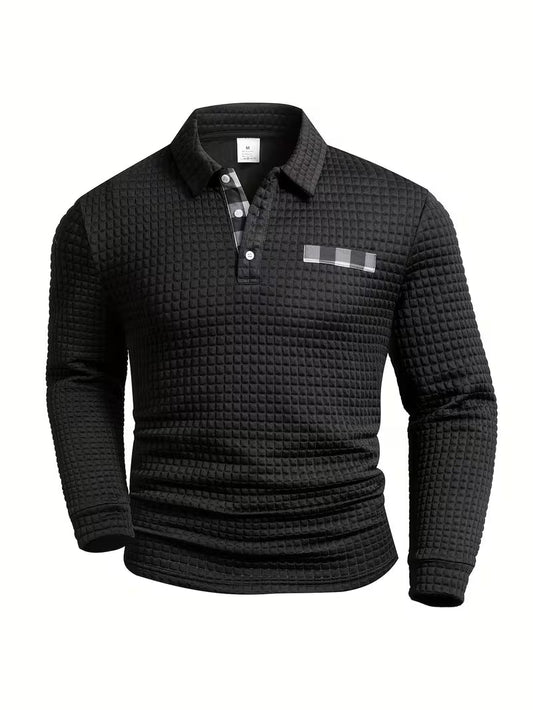Kessoro men's plaid pattern button-up shirt in black, sky blue, grey, white and red