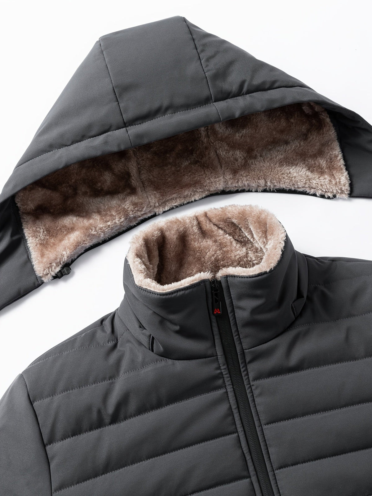 Kessoro men's hooded insulated quilted coat in black and grey - product view 15