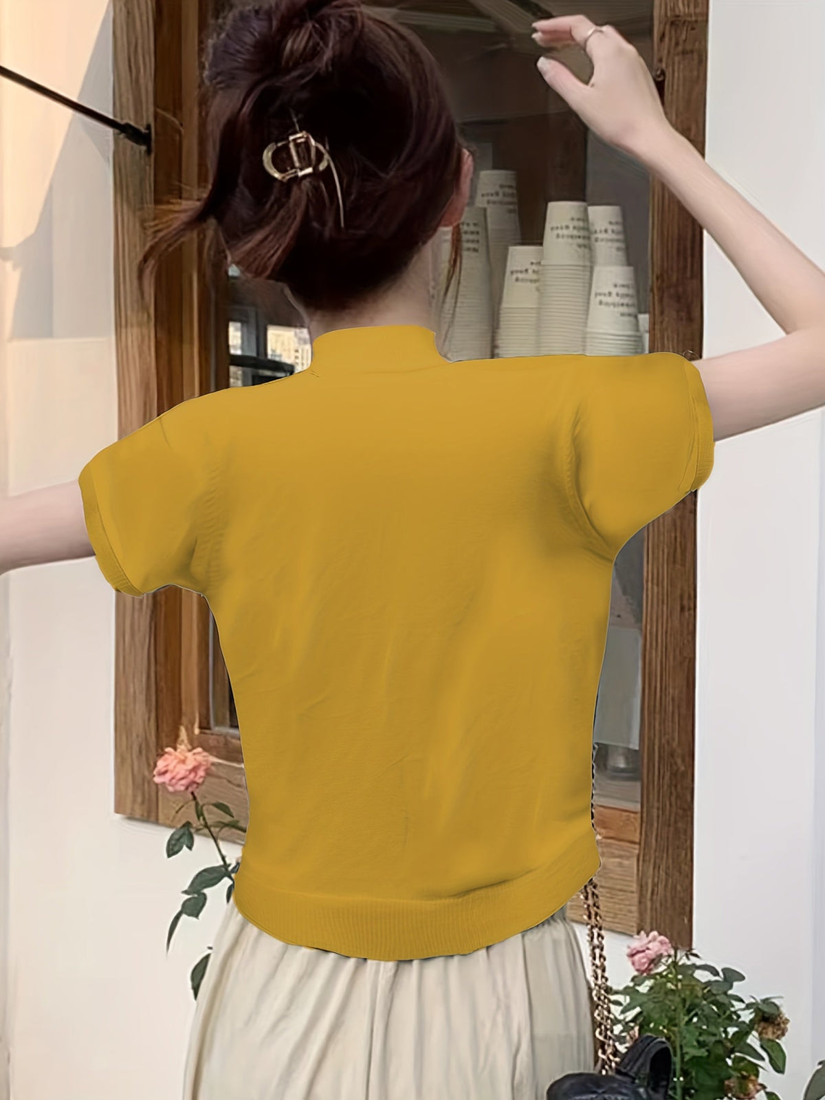 Kessoro women's short-sleeve mock-neck top in one of five colourways, view 14 of 29