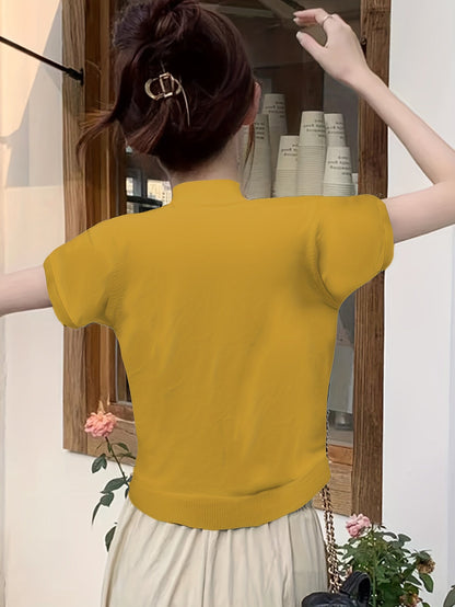 Kessoro women's short-sleeve mock-neck top in one of five colourways, view 14 of 29