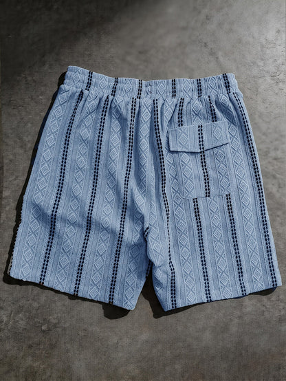 Kessoro men's textured drawstring waist casual shorts in brown, white, black, grey and blue