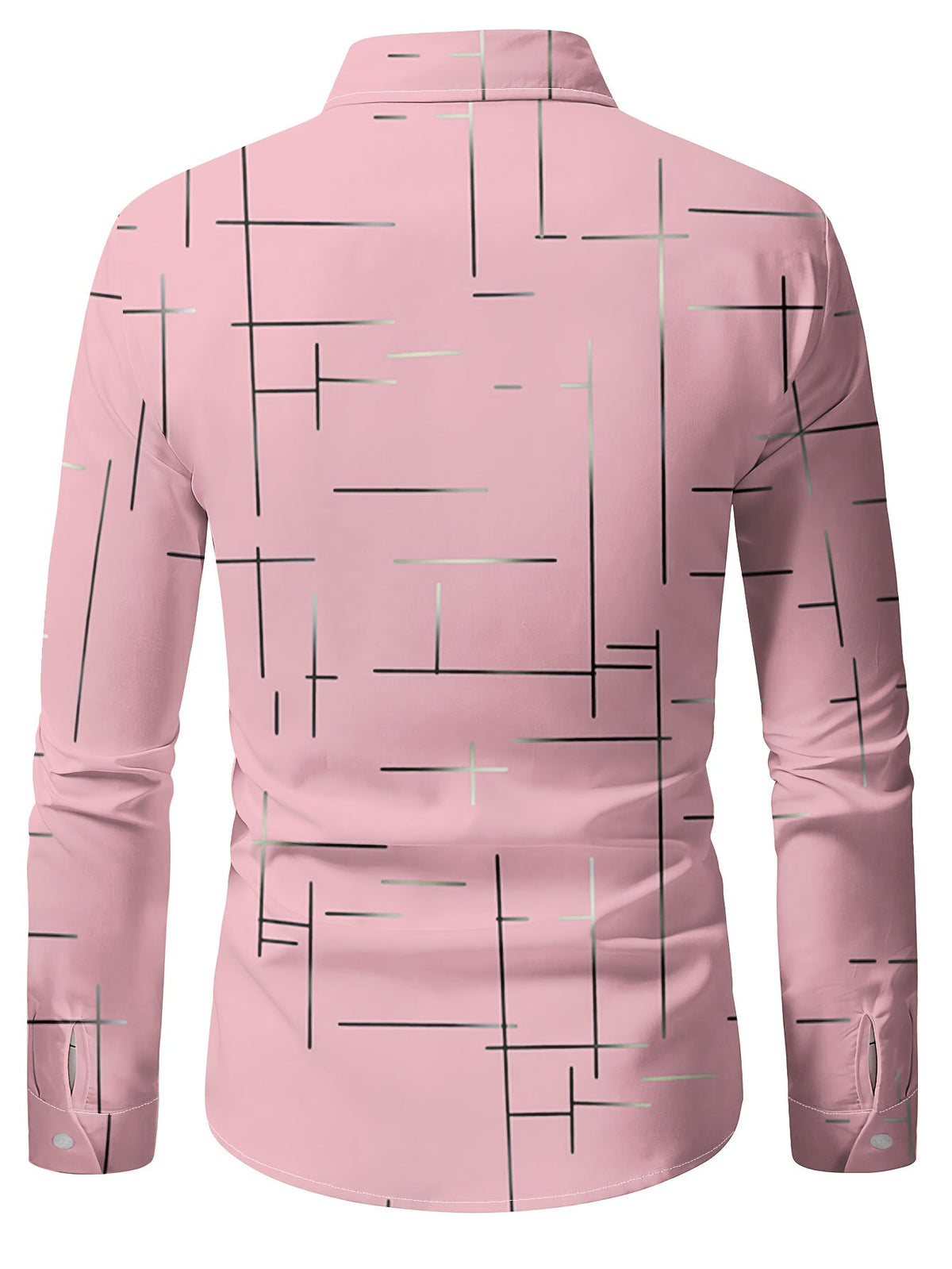 Men's line-print regular fit button-up shirt in navy, malachite green, orange yellow and pink, view 9