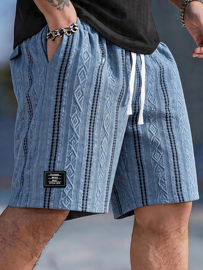 Kessoro men's textured drawstring waist casual shorts in brown, white, black, grey and blue