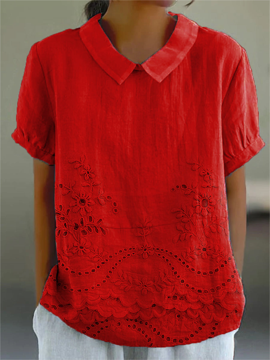 Kessoro women's floral embroidered casual shirt in pink, white, blue, green, purple, orange and red