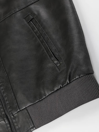 Kessoro men's hooded moto biker jacket in black, dark grey or coffee brown, view 7 of 30