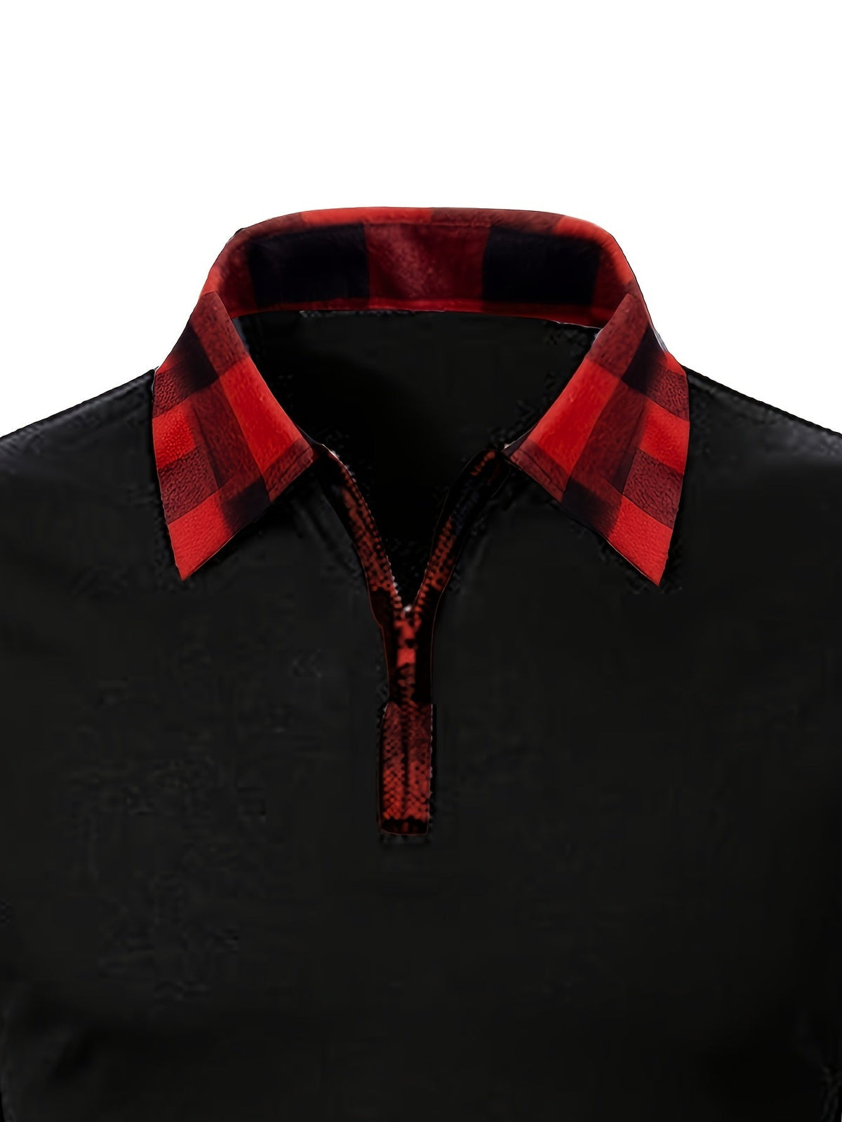 Kessoro men's half-zip contrast check collared shirt in mixed neutral and check colourways