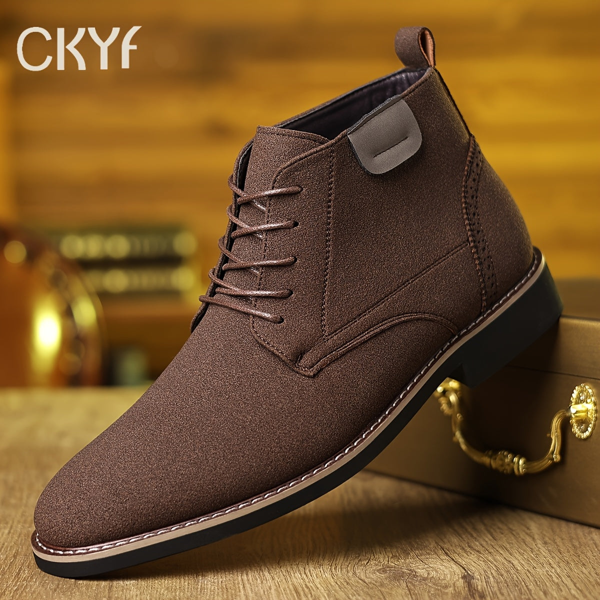 Kessoro men's lace-up cushioned ankle boots in black or light brown leather