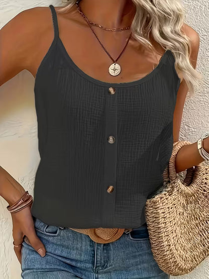 Kessoro women's strap button-front chic blouse in black, white, purple, peach and more colorways - women's tops