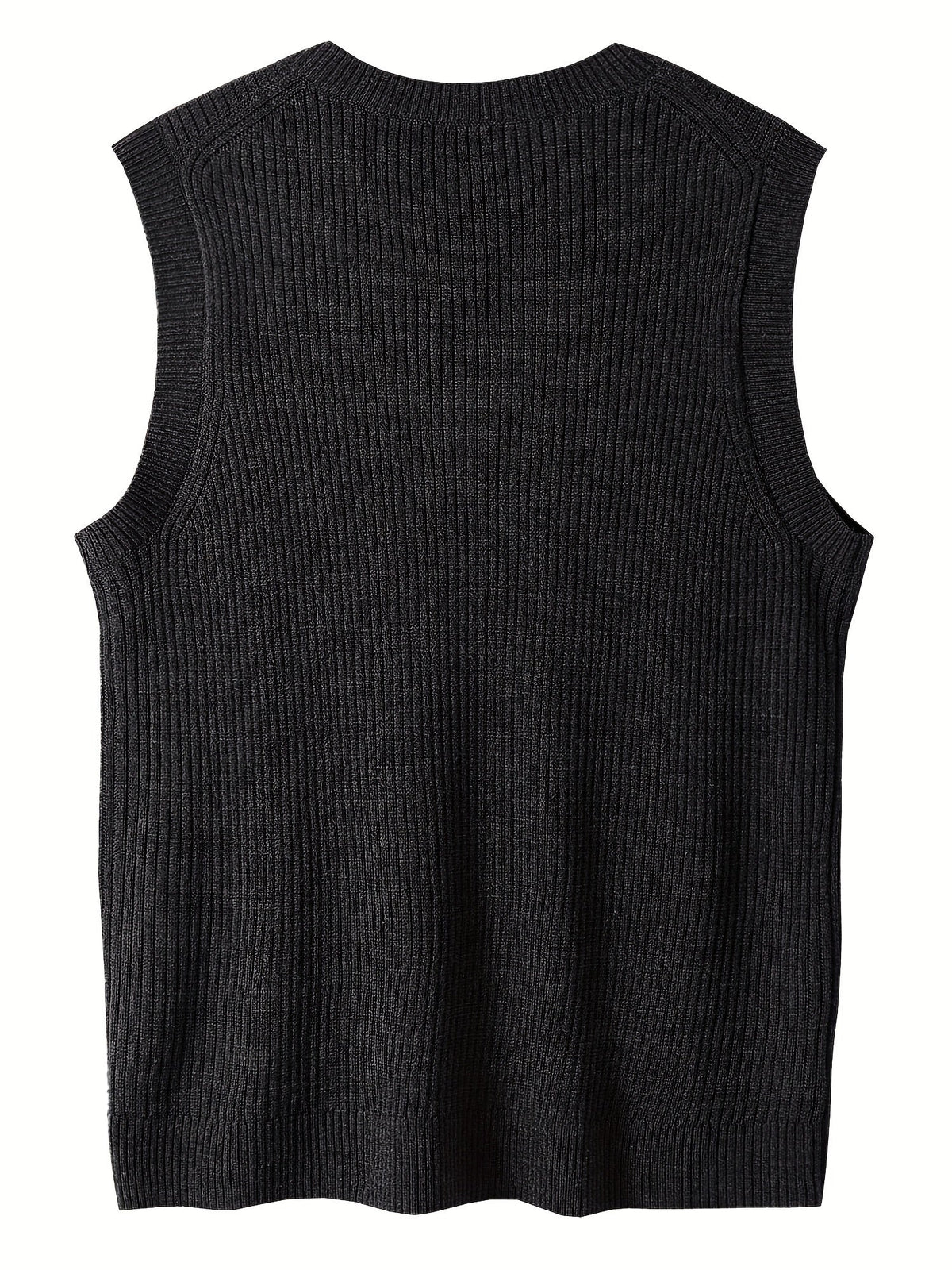 Kessoro Men's Classic V-Neck Ribbed Sweater Vest in black - men's apparel, view 2 of 7