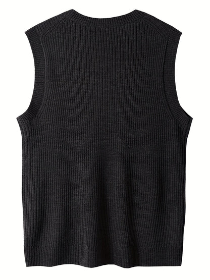 Kessoro Men's Classic V-Neck Ribbed Sweater Vest in black - men's apparel, view 2 of 7