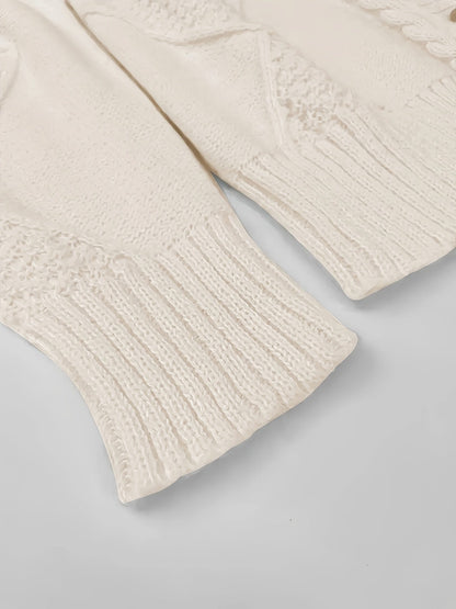 Kessoro women's cozy cable-knit button-front cardigan in pink and apricot
