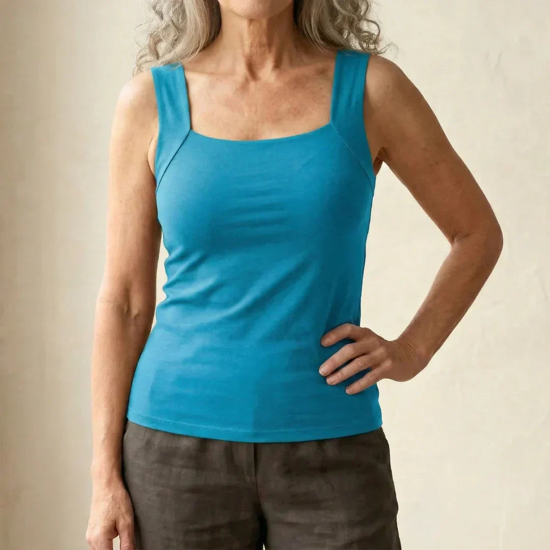 Kessoro women's built-in bra ribbed tank top in black, beige, coffee, green and burgundy