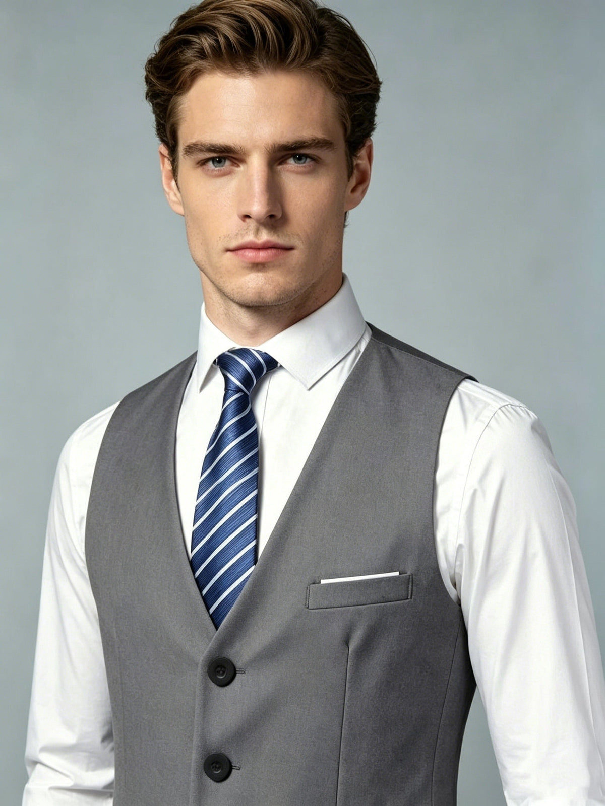 Kessoro Men's Tailored Slim-Fit V-Neck Suit Vest in grey - men's apparel, view 5 of 5