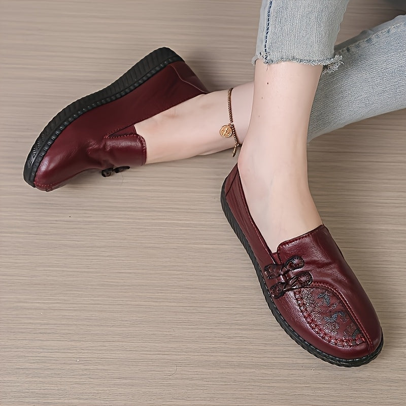 Women's cushioned wide-fit slip-on loafers in black, red and brown, view 5