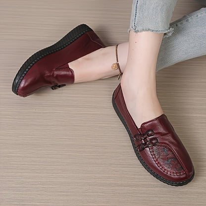 Women's cushioned wide-fit slip-on loafers in black, red and brown, view 5
