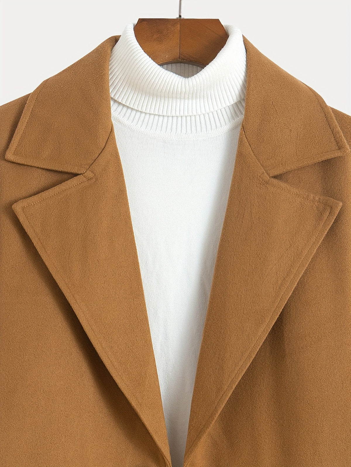 Kessoro men's tailored longline overcoat in brown or navy, view 4 of 13