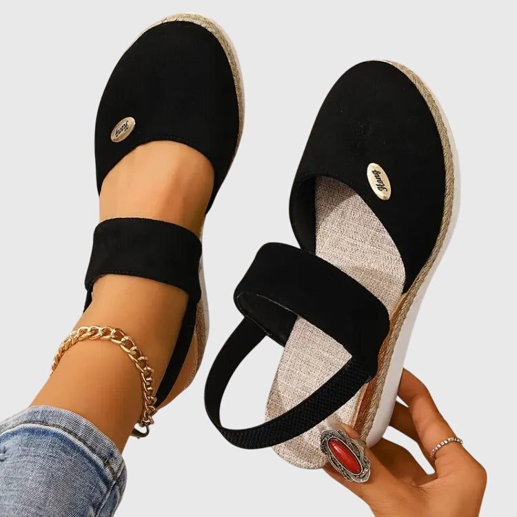 Women's cushioned adjustable-strap wedge sandals in beige, pink, red, grey and black — Kessoro, image 11 of 11