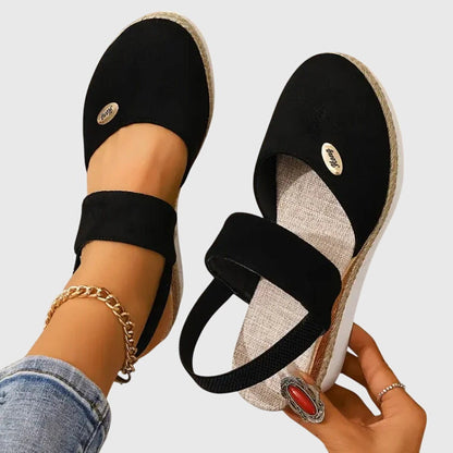 Women's cushioned adjustable-strap wedge sandals in beige, pink, red, grey and black — Kessoro, image 11 of 11