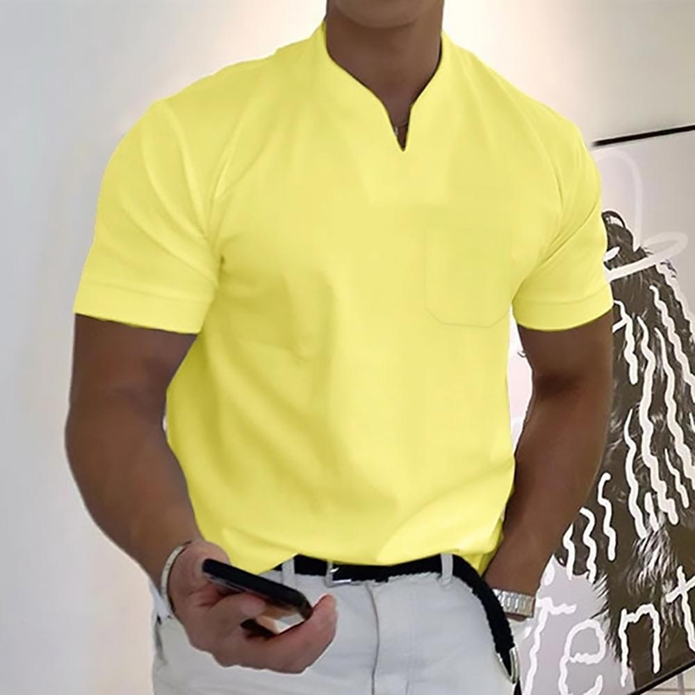Men's refined collar short sleeve polo shirt in a ten-colour range, shown for menswear styling