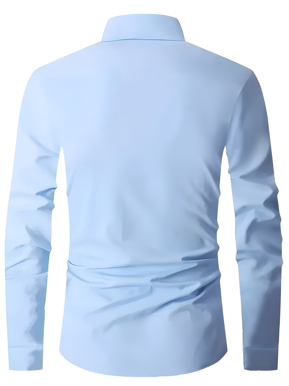 Kessoro men's tailored long-sleeve button-up dress shirt in black, white and light blue – view 4
