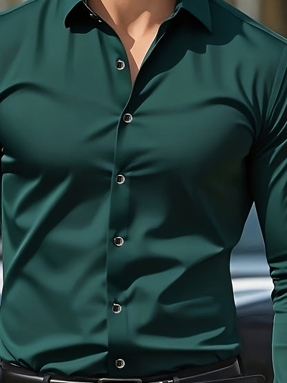 Kessoro Men's Refined Slim-Fit Dress Shirt in white, sky blue, black, dark green and light grey - men's apparel, view 23 of 32
