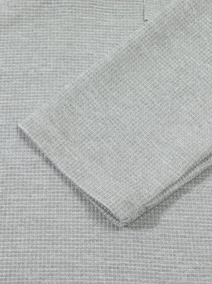 Men's textured long sleeve henley shirt in khaki, white, black, grey and burgundy, colour option 3 side view