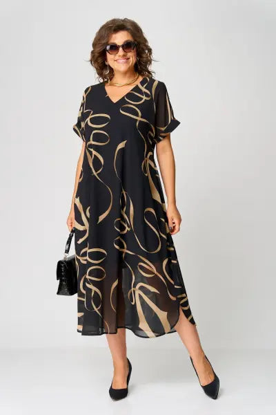 Kessoro women's cozy short sleeve relaxed fit dress in black