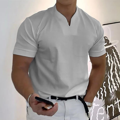 Men's refined collar short sleeve polo shirt in a ten-colour range, shown for menswear styling