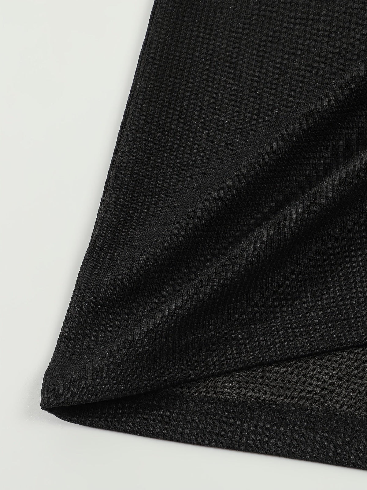 Men's textured long sleeve henley shirt in khaki, white, black, grey and burgundy, colour option 2 detail view