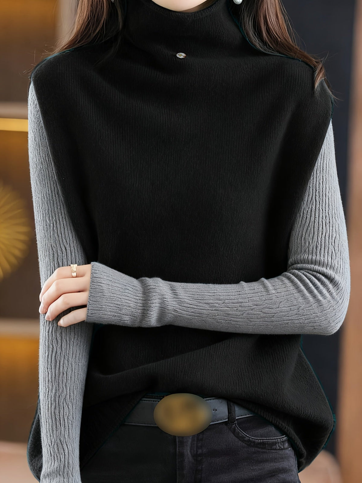 Kessoro women's refined high-neck sleeveless knit vest in elegant neutral colourways