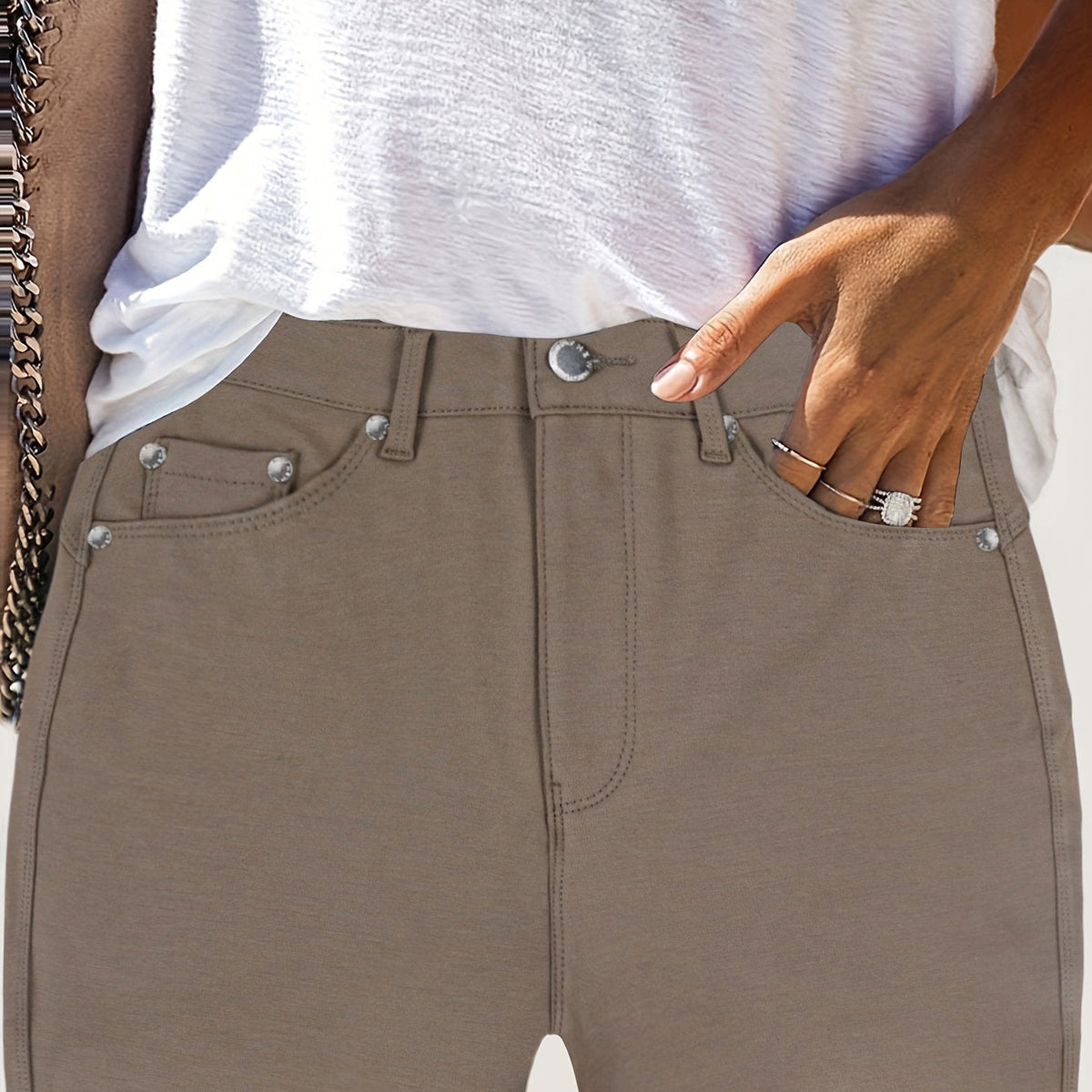 Kessoro women's high-waisted stretch skinny jeans shown in a range of denim and solid colourways