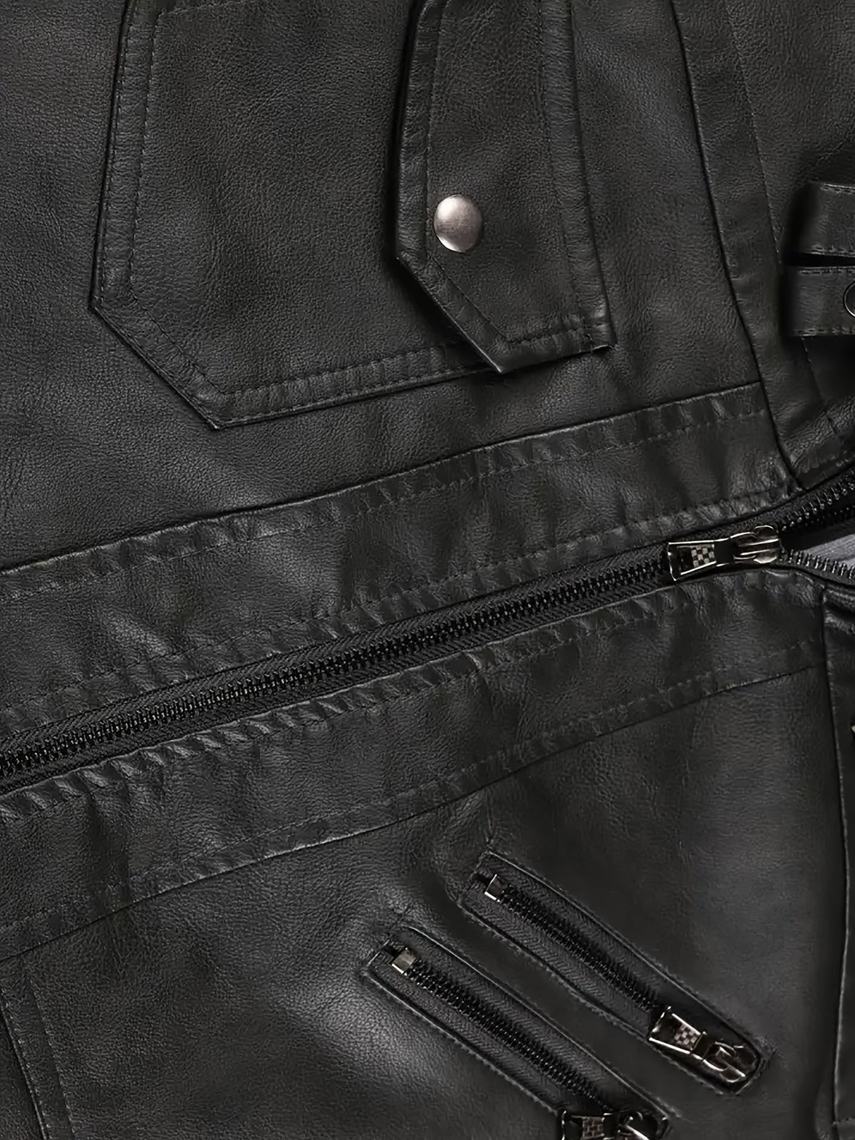 Kessoro men's hooded moto biker jacket in black, dark grey or coffee brown, view 6 of 30