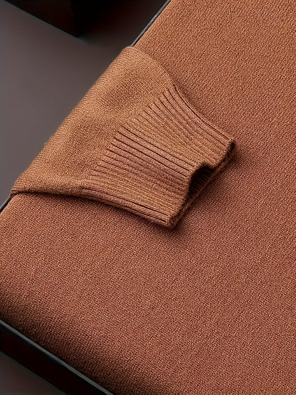 Men's refined ribbed roll-neck high-neck sweater in black, white, bronze and blue, close-up view 2