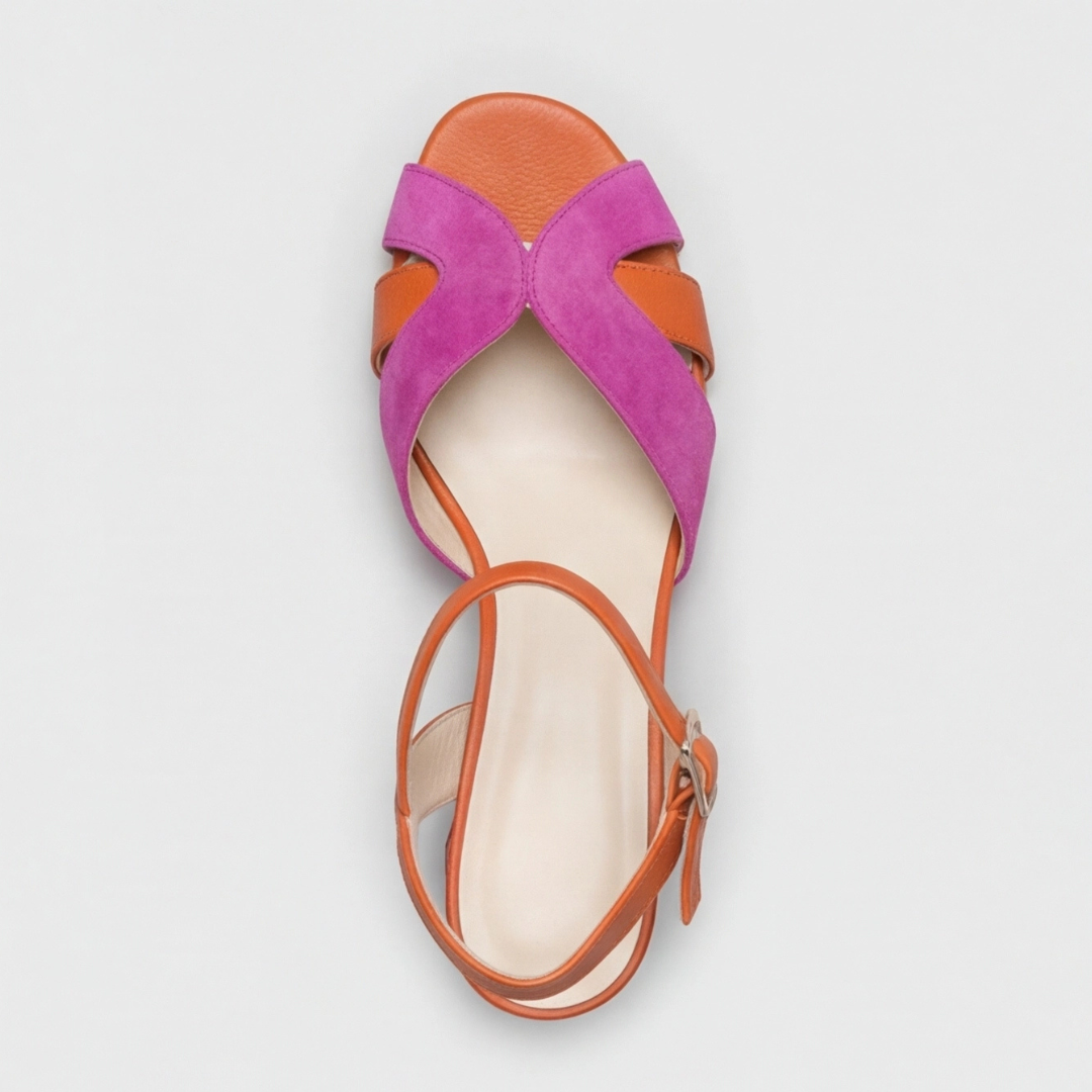 Women's pink colorblock chunky cushioned heels