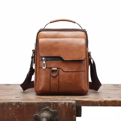 Kessoro unisex slim flap buckle crossbody bag in light brown, dark brown and black