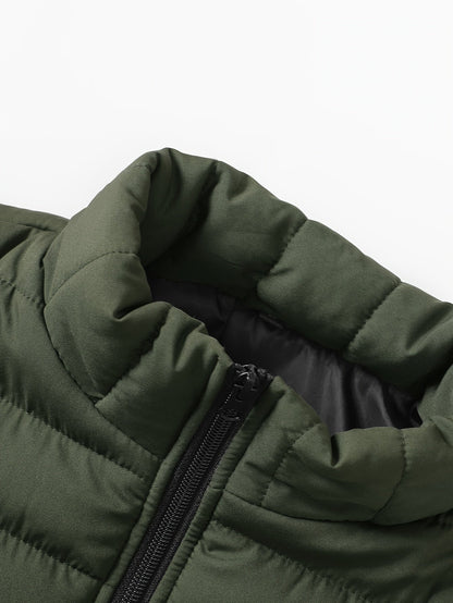 Kessoro Men's Quilted Stand-Collar Puffer Vest in military green and royal blue - men's apparel, view 4 of 19