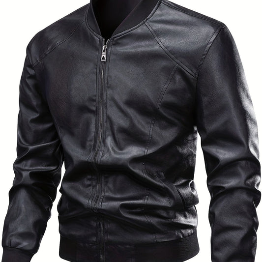 Kessoro men's slim-fit zip-up bomber jacket in black - product view 1