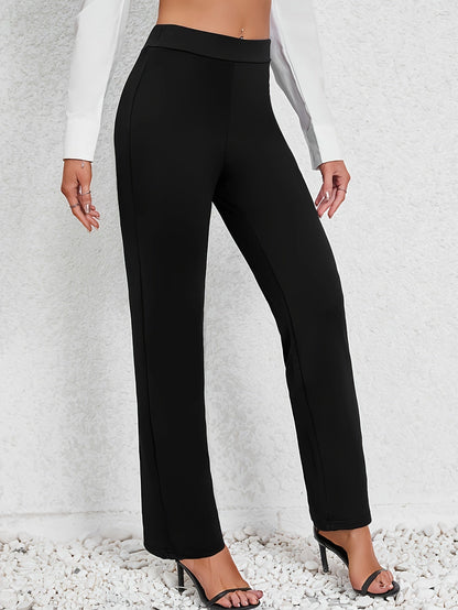 Kessoro women's refined stretch straight-leg pants in black and navy - product view 4