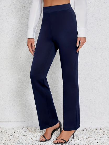 Kessoro women's refined stretch straight-leg pants in black and navy - product view 7