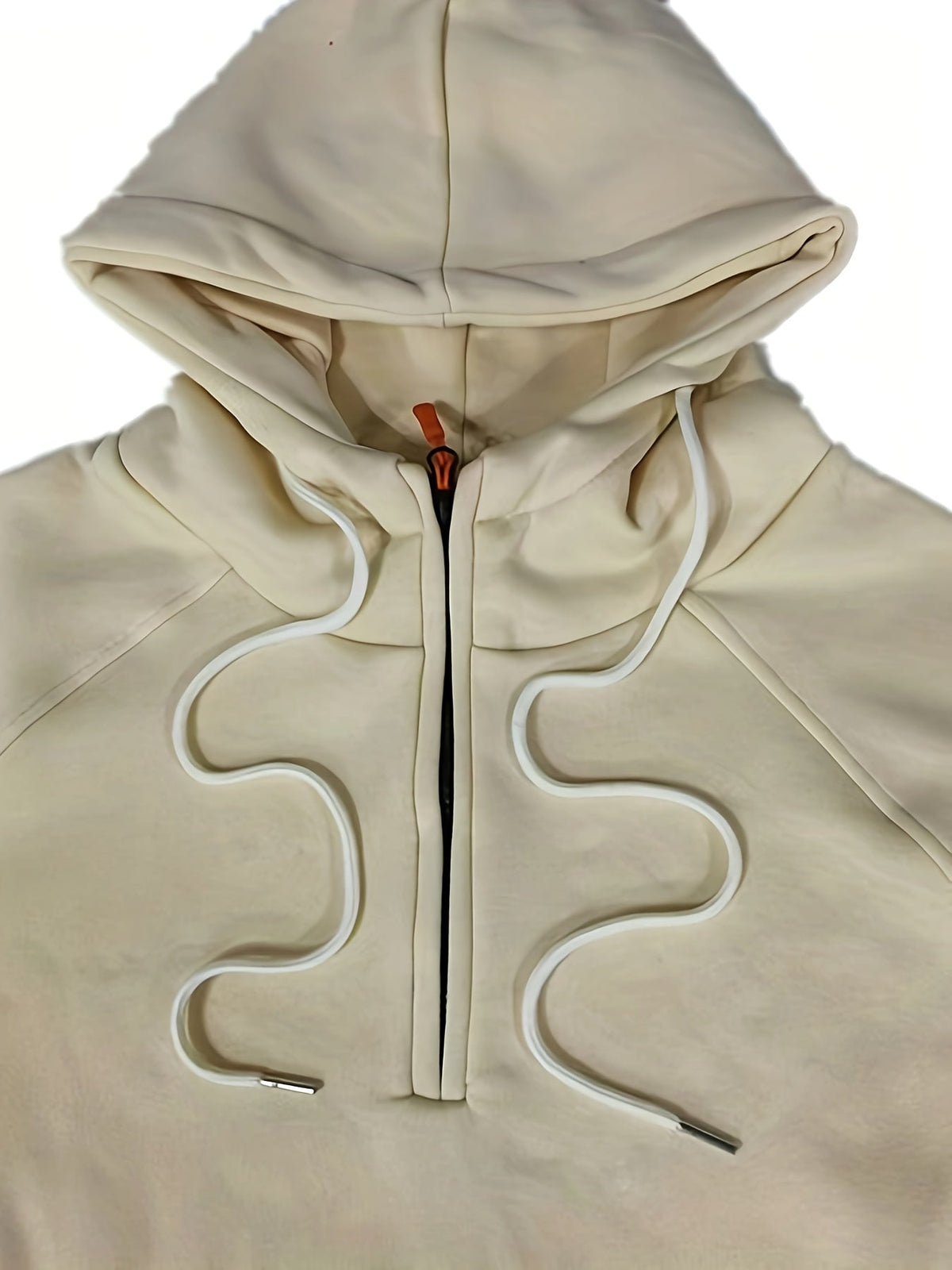Men's utility quarter-zip hoodie in black, navy, khaki and burgundy with pocket detail, colour option 4 back view