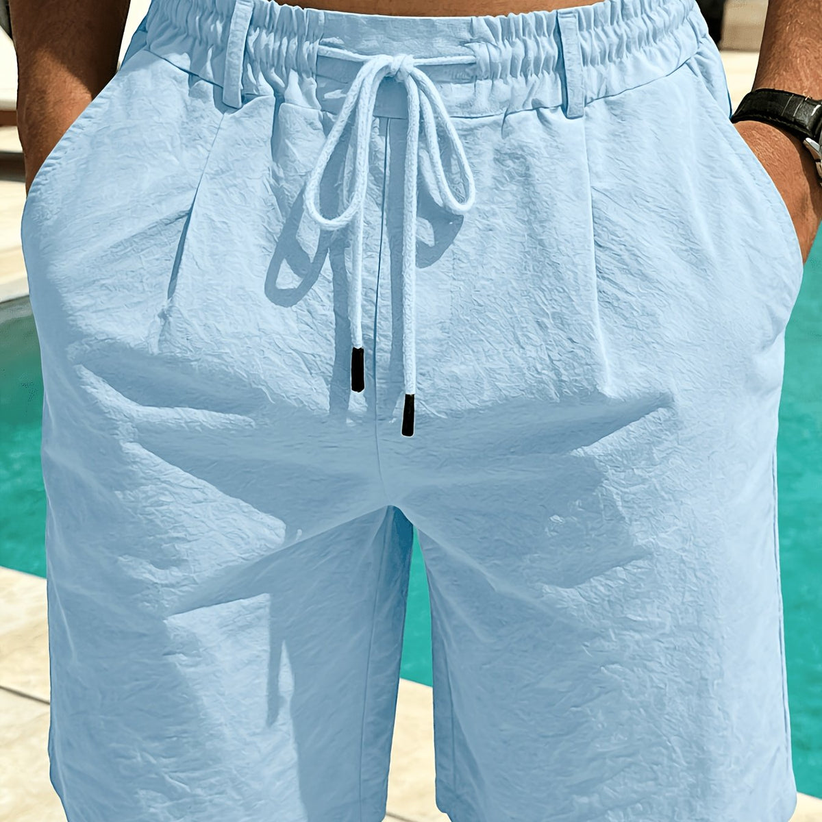 Kessoro men's relaxed-fit drawstring casual shorts in beige, royal blue, white, black and green