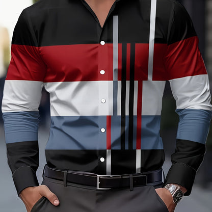 Kessoro men's colour-block long-sleeve shirt in brown, dark grey or black, view 12 of 17