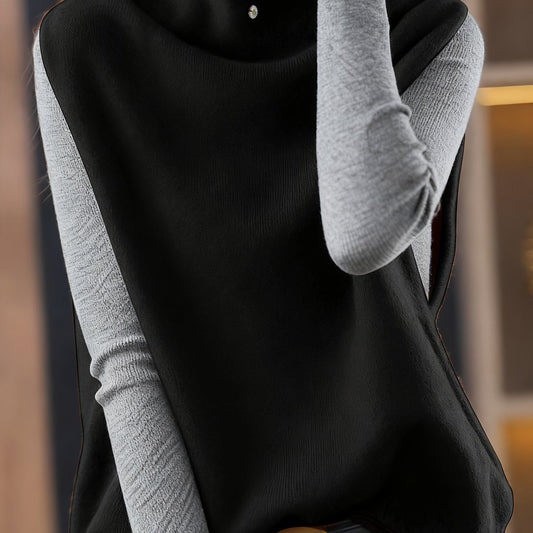 Kessoro women's refined high-neck sleeveless knit vest in elegant neutral colourways