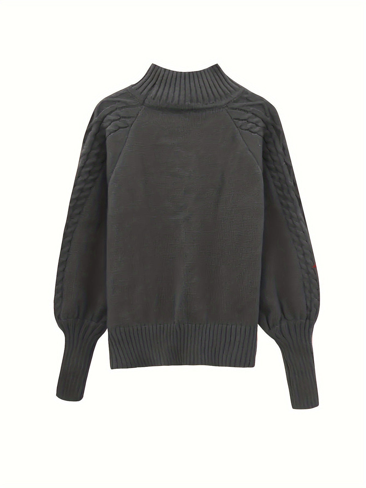 Kessoro women's cable-knit half-high collar sweater in black, red, grey, khaki and green – view 8