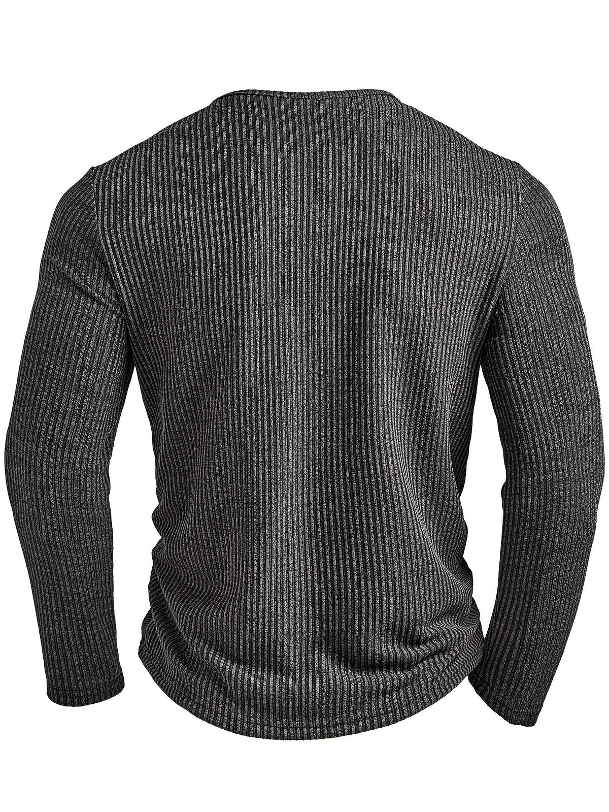 Kessoro men's ribbed textured long-sleeve henley shirt in dark grey, dark brown, army green and white