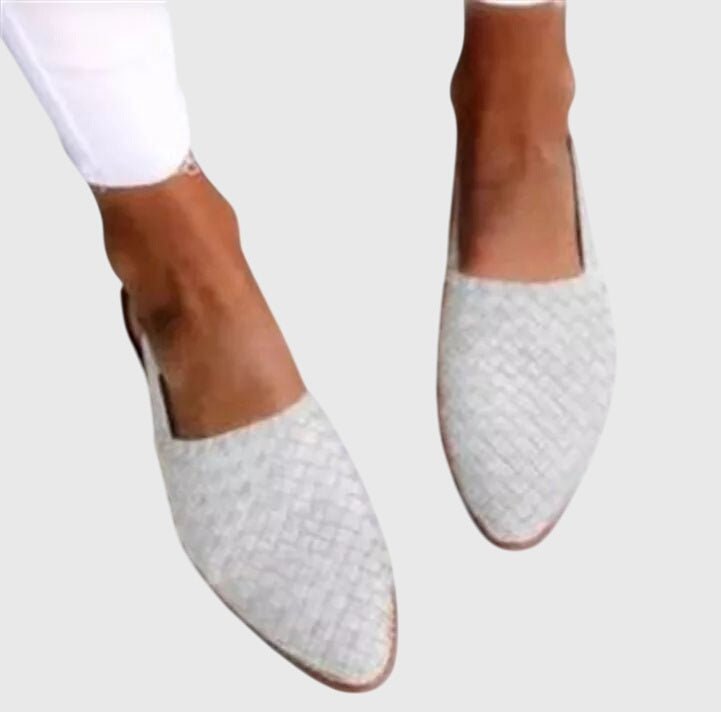 Women's woven pointed-toe slip-on flats in light brown, red, white, black, blue and green — Kessoro, image 6 of 8