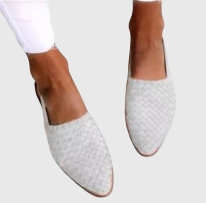 Women's woven pointed-toe slip-on flats in light brown, red, white, black, blue and green — Kessoro, image 6 of 8