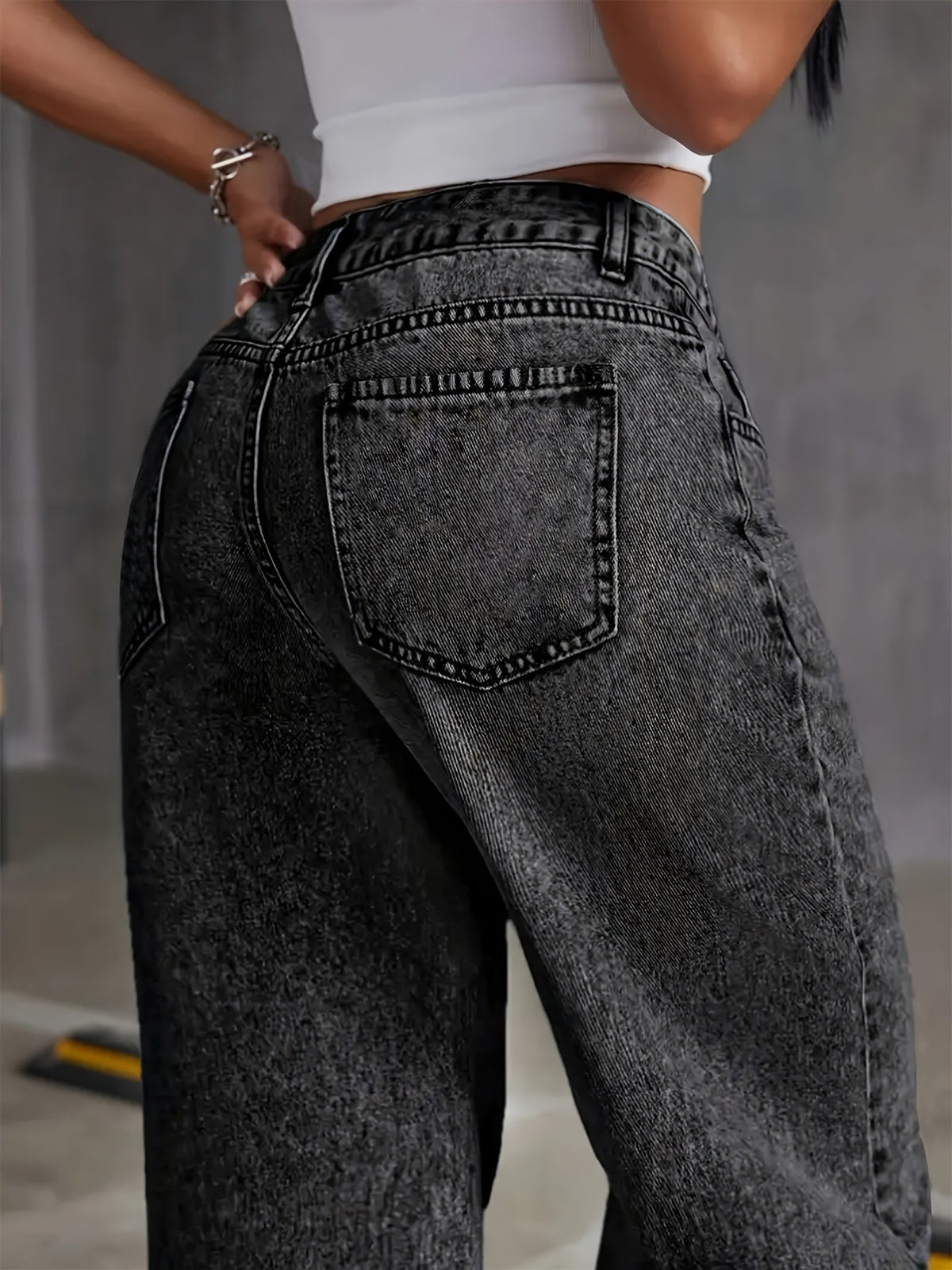 Kessoro women's high-waisted wide-leg jeans in a classic blue denim colourway